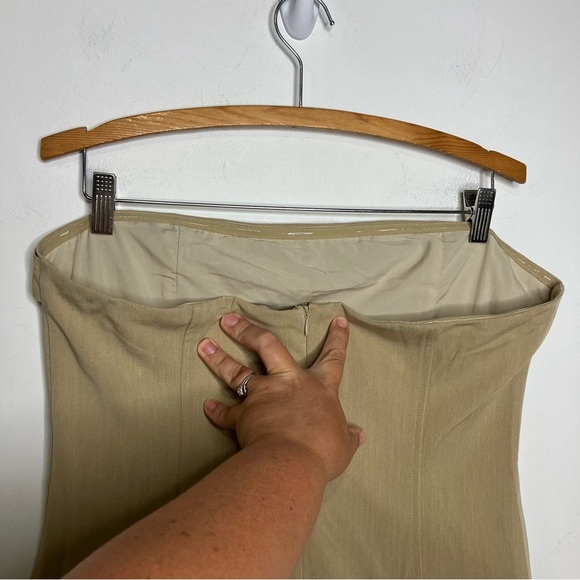 Anthropologie Maeve pleated strapless dress collegiate tan women’s size large - Picture 8 of 12